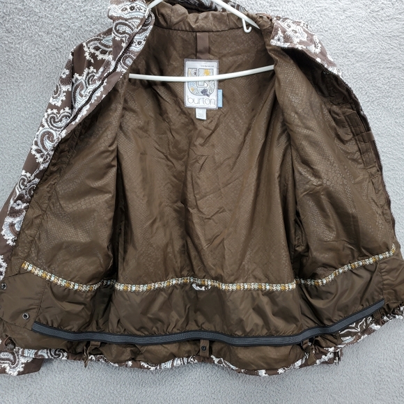 Burton Women's Hooded Snowboard Ski Jacket Size Medium Brown Paisley - Picture 2 of 13